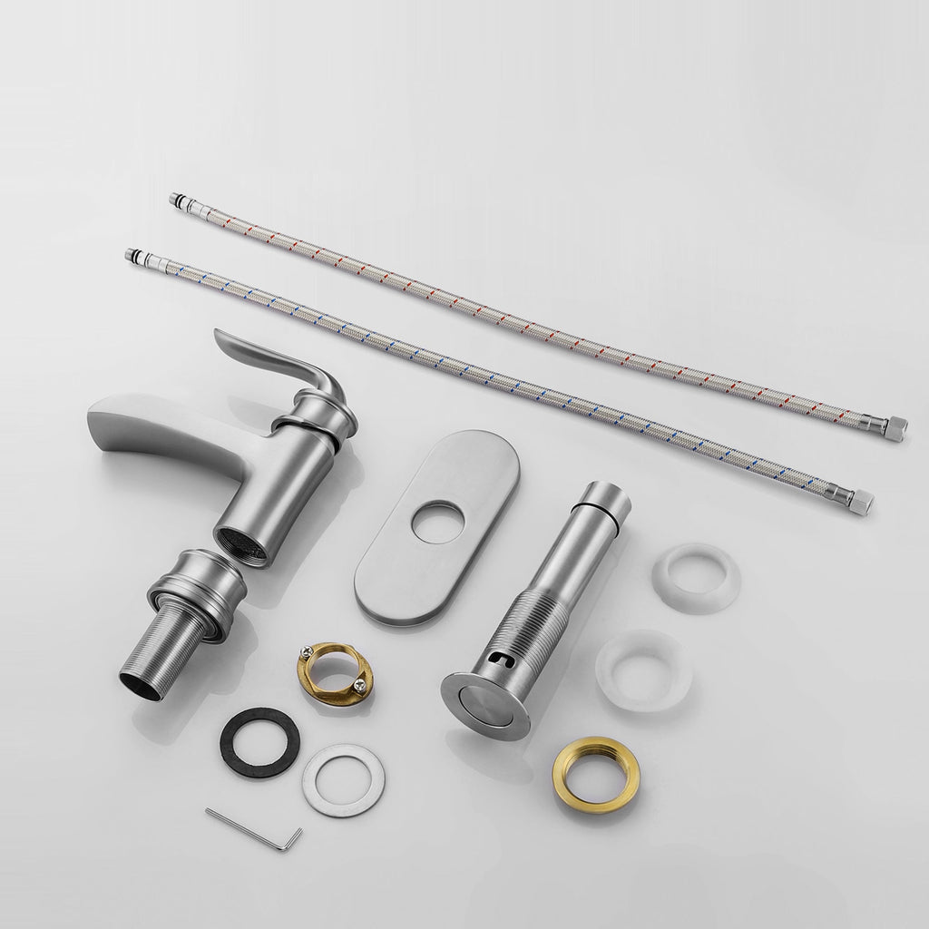 Waterfall Spout Bathroom Faucet - Brushed Nickel
