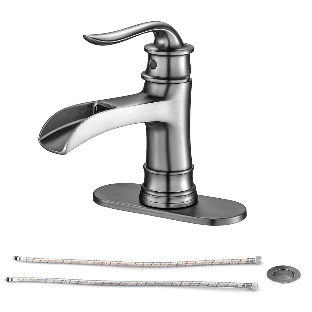 Waterfall Spout Bathroom Faucet - Brushed Nickel