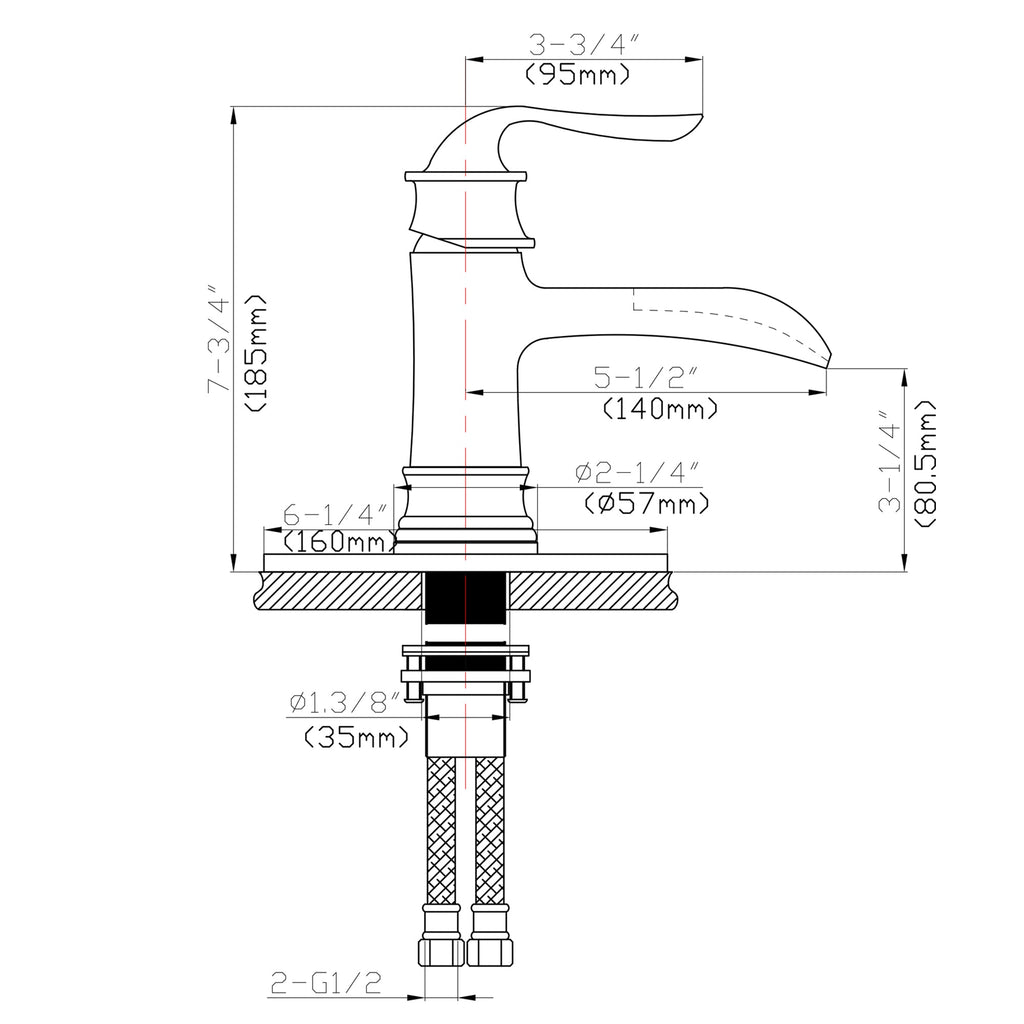 Waterfall Spout Bathroom Faucet - Brushed Nickel