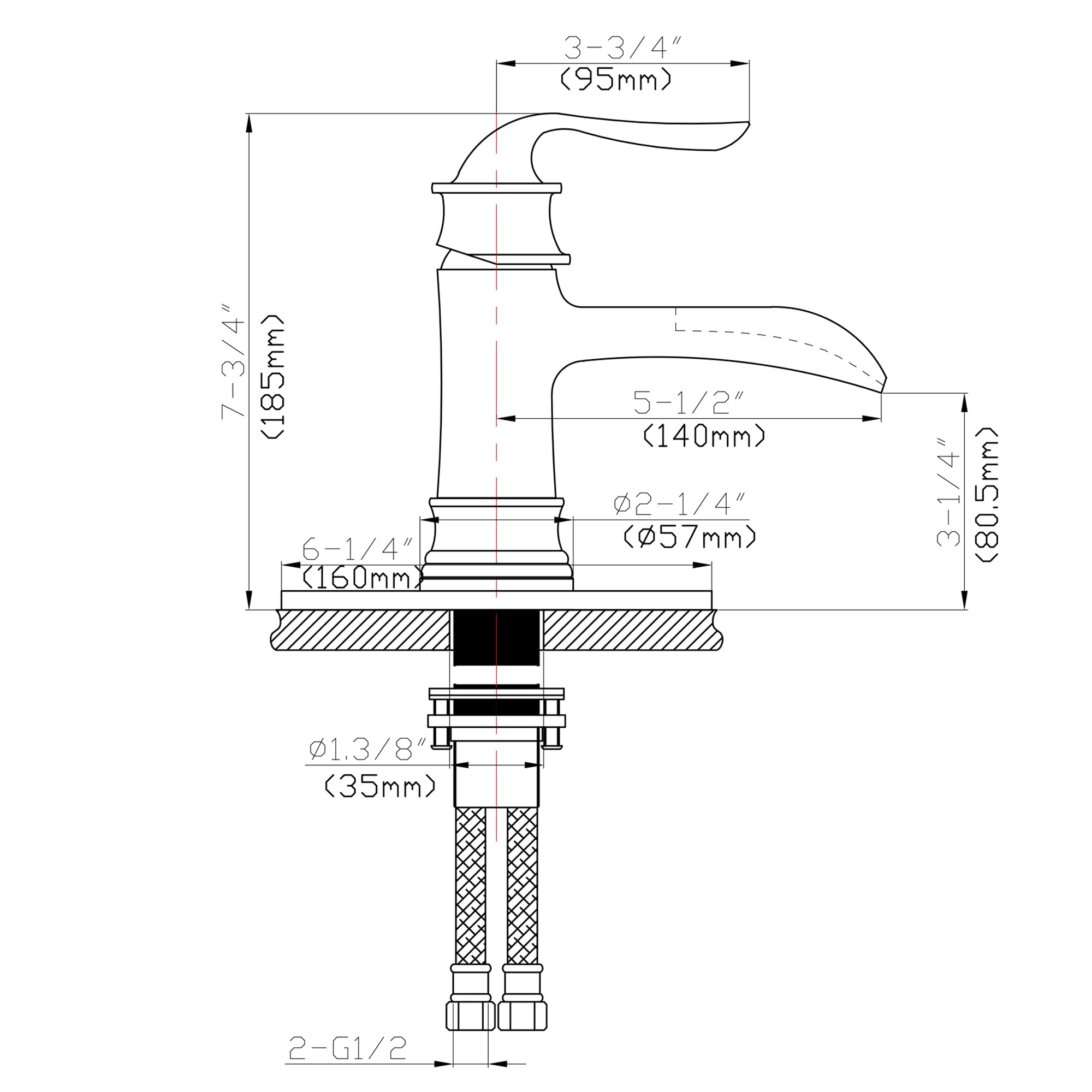 Waterfall Spout Bathroom Faucet - Brushed Nickel