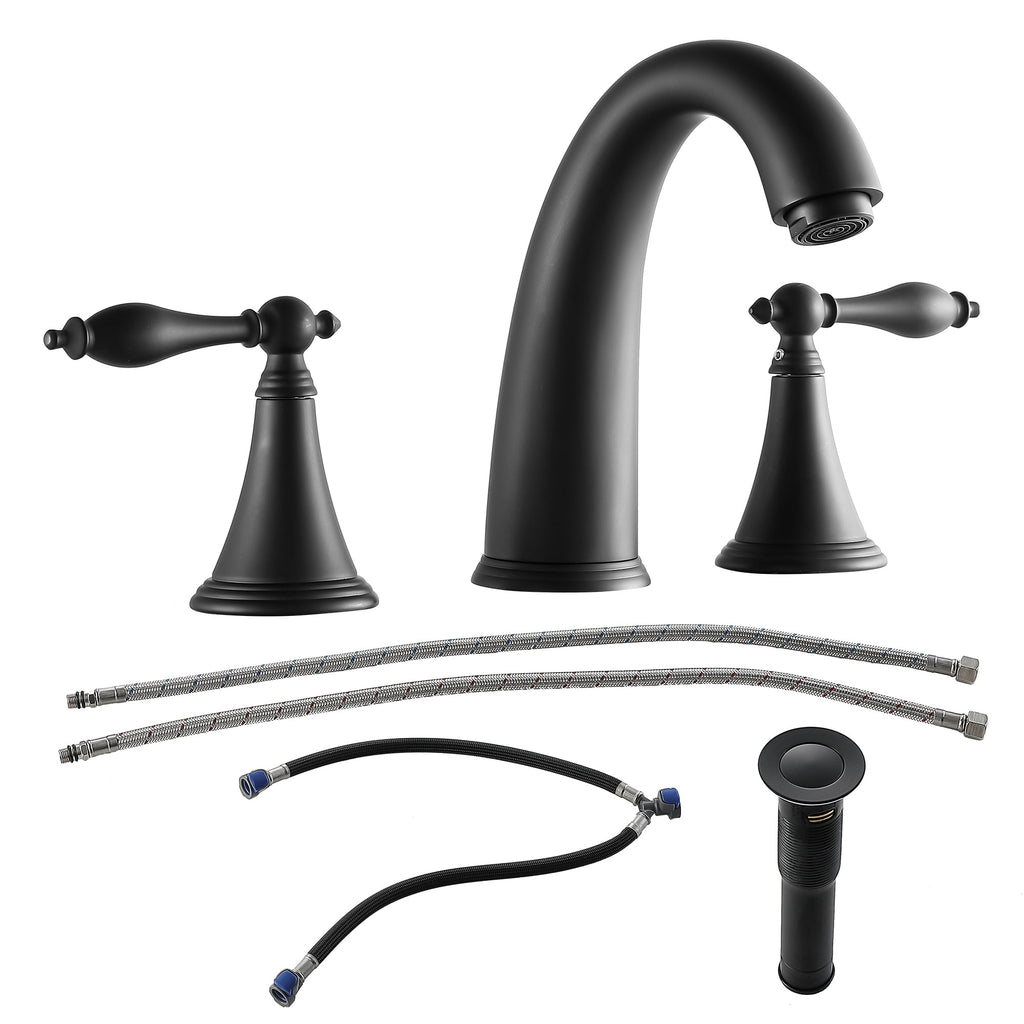 Matte Black 2 Handle Widespread Bathroom Faucet