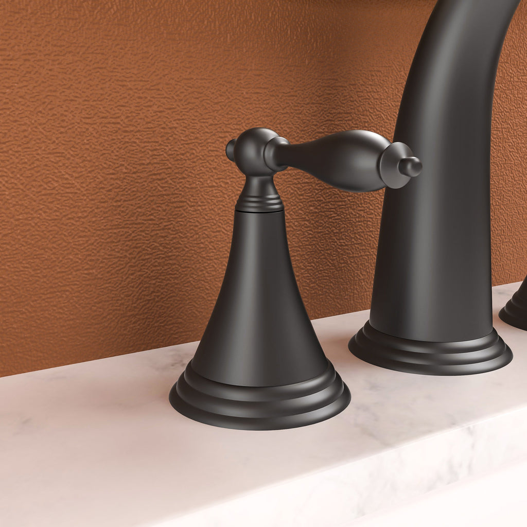 Matte Black 2 Handle Widespread Bathroom Faucet