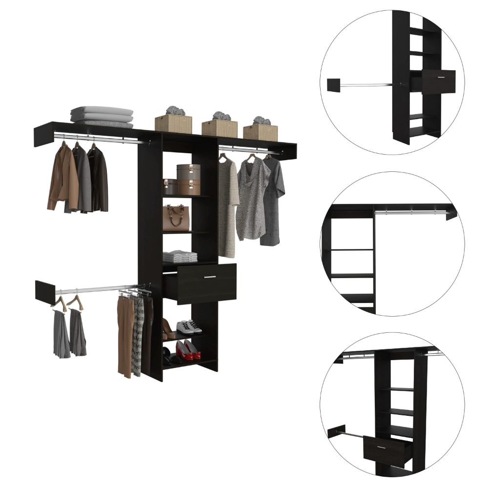 1-Drawer 4-Shelf Closet System Wenge