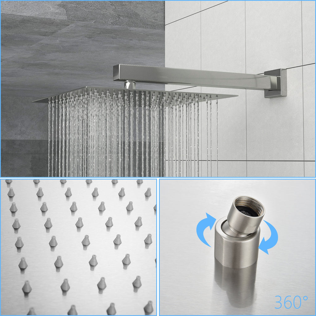 Dual Shower Head - 10 Inch Wall Mounted Square Shower System