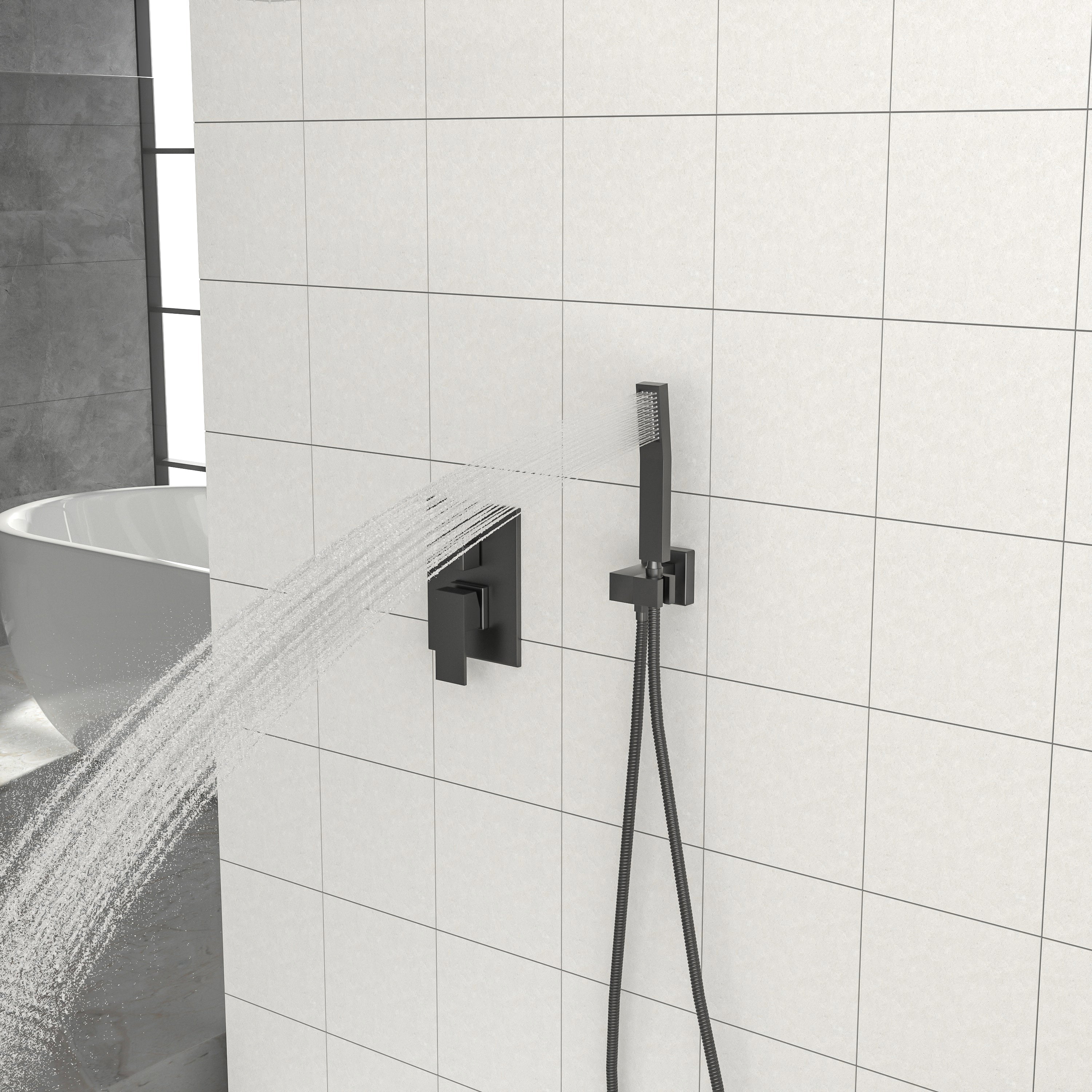 Dual Shower Head - 10 Inch Ceiling Mount Square Shower System
