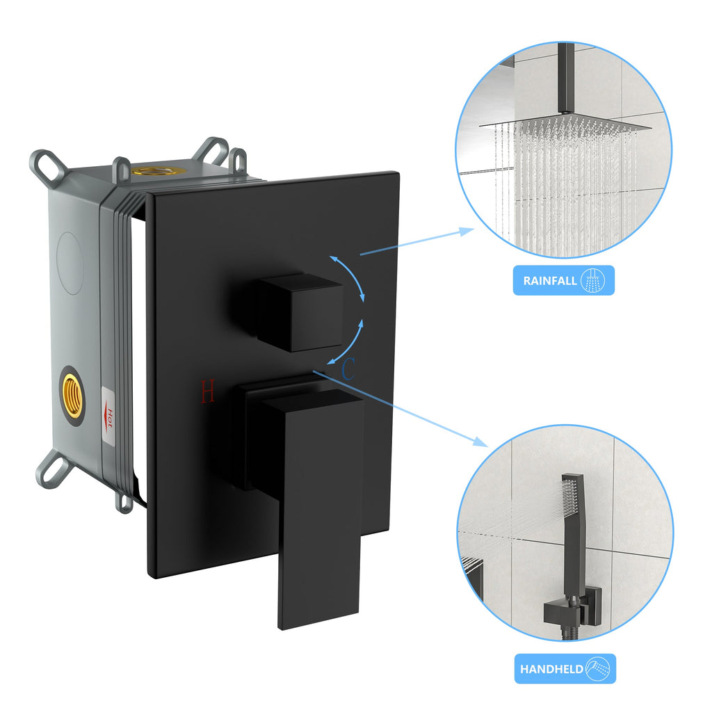 Dual Shower Head - 10 Inch Ceiling Mount Square Shower System