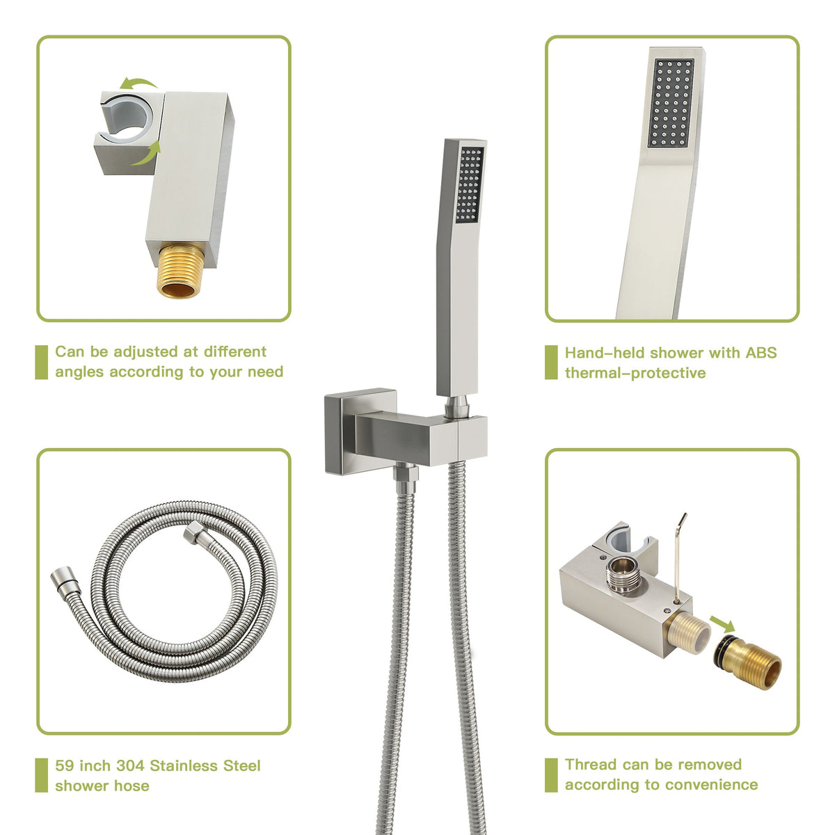 Brushed Nickel Shower System with Waterfall Tub Spout