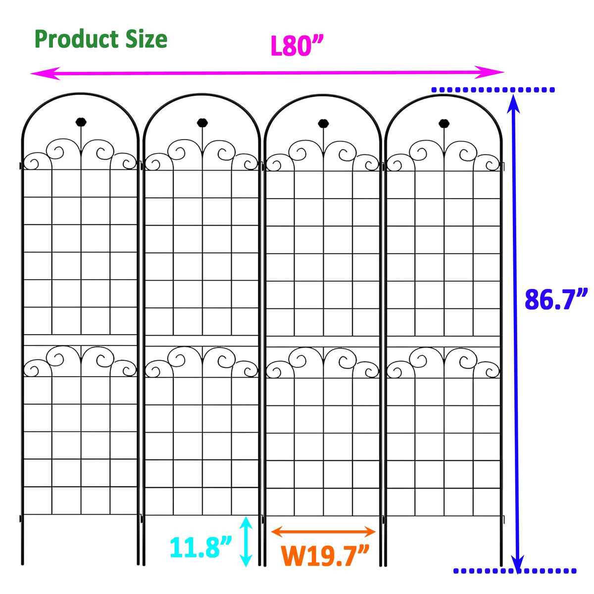4 Pack Metal Garden Trellis for Climbing Plants