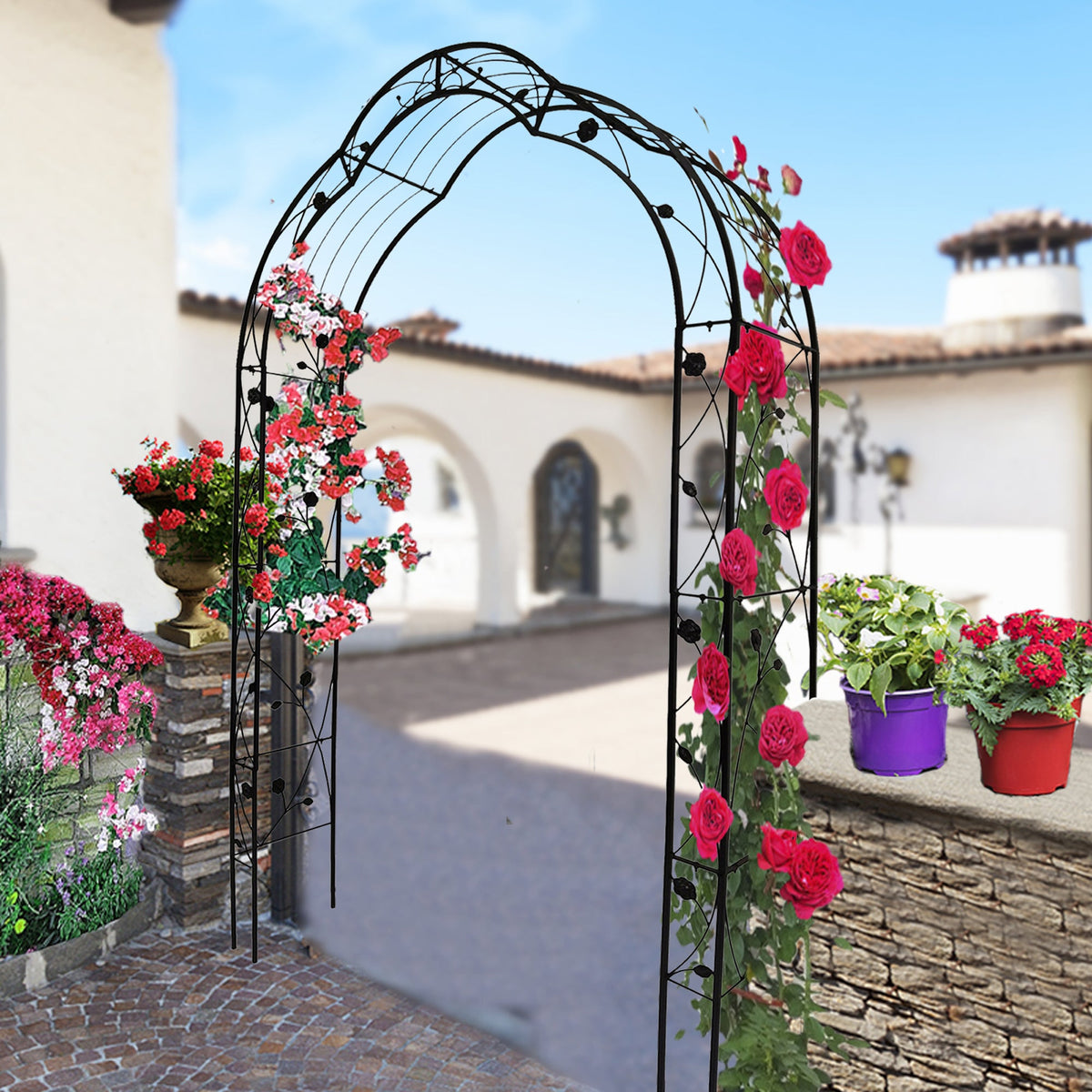 Metal Garden Arch with 8 Styles for Climbing Plants
