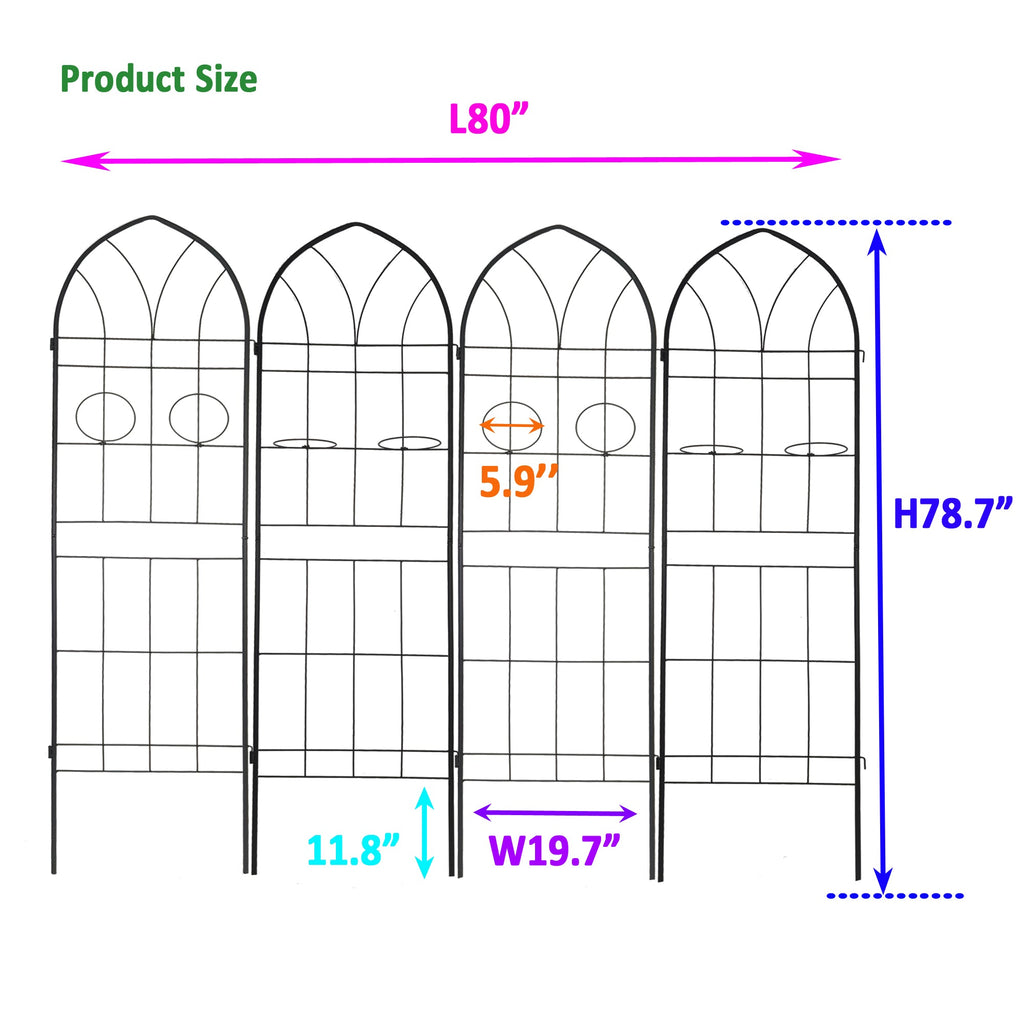 4 Pack Metal Garden Trellis - 78.7" x 19.7"