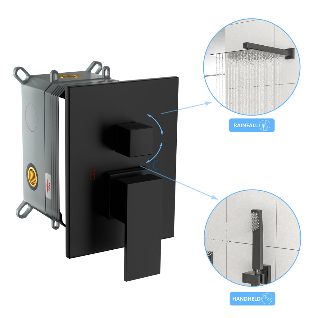 Shower System with Adjustable Slide Bar - Matte Black