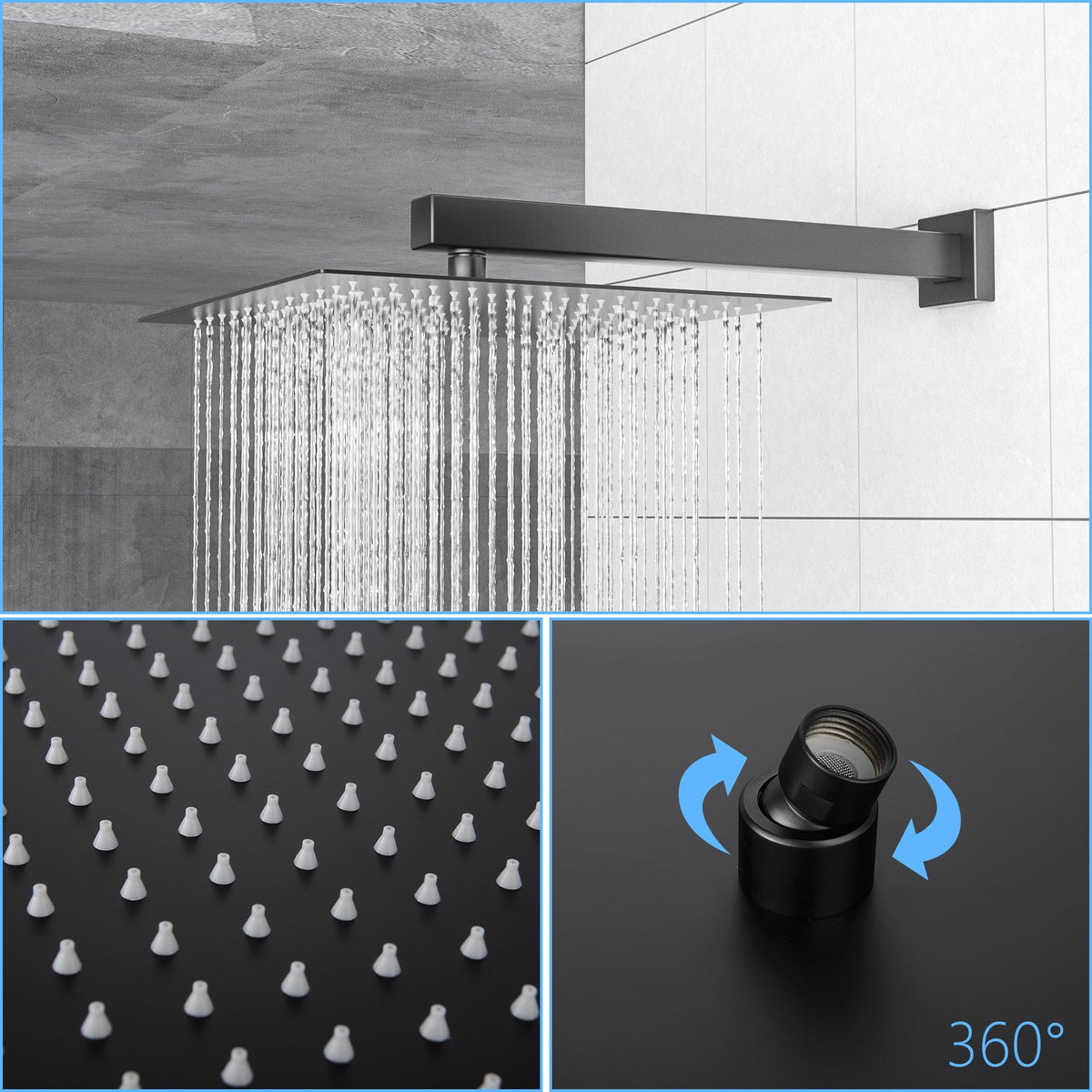 Shower System with Adjustable Slide Bar - Matte Black