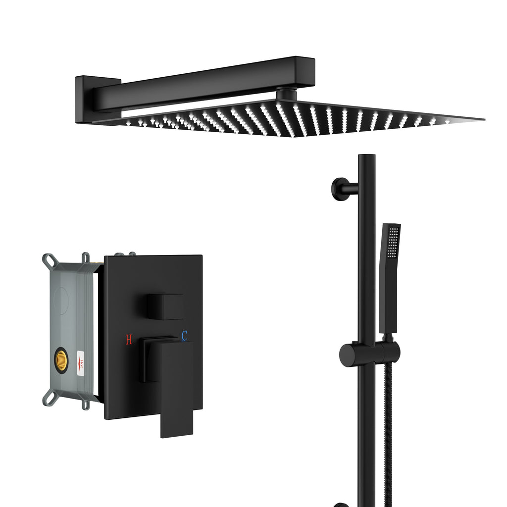 Shower System with Adjustable Slide Bar - Matte Black