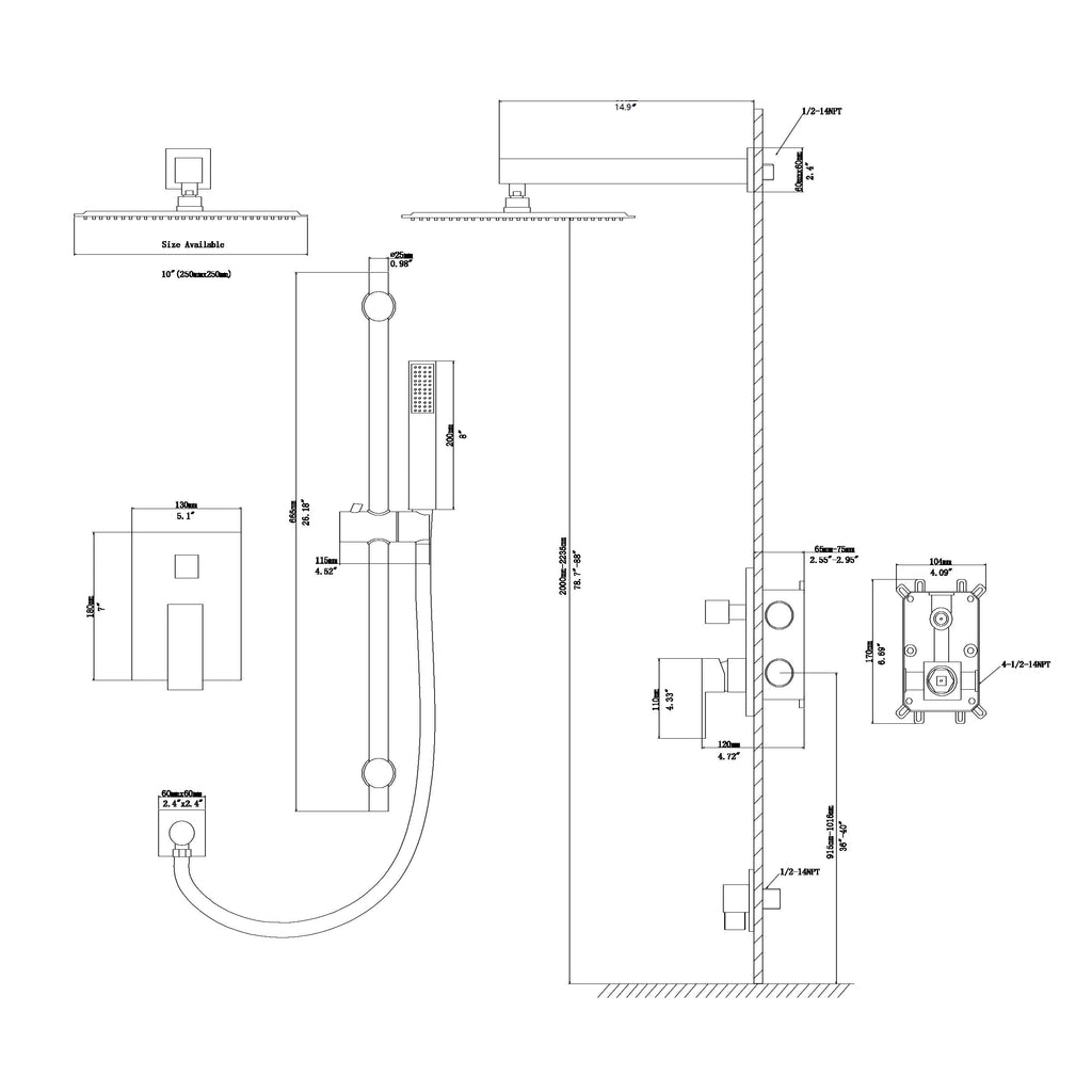 Shower System with Adjustable Slide Bar