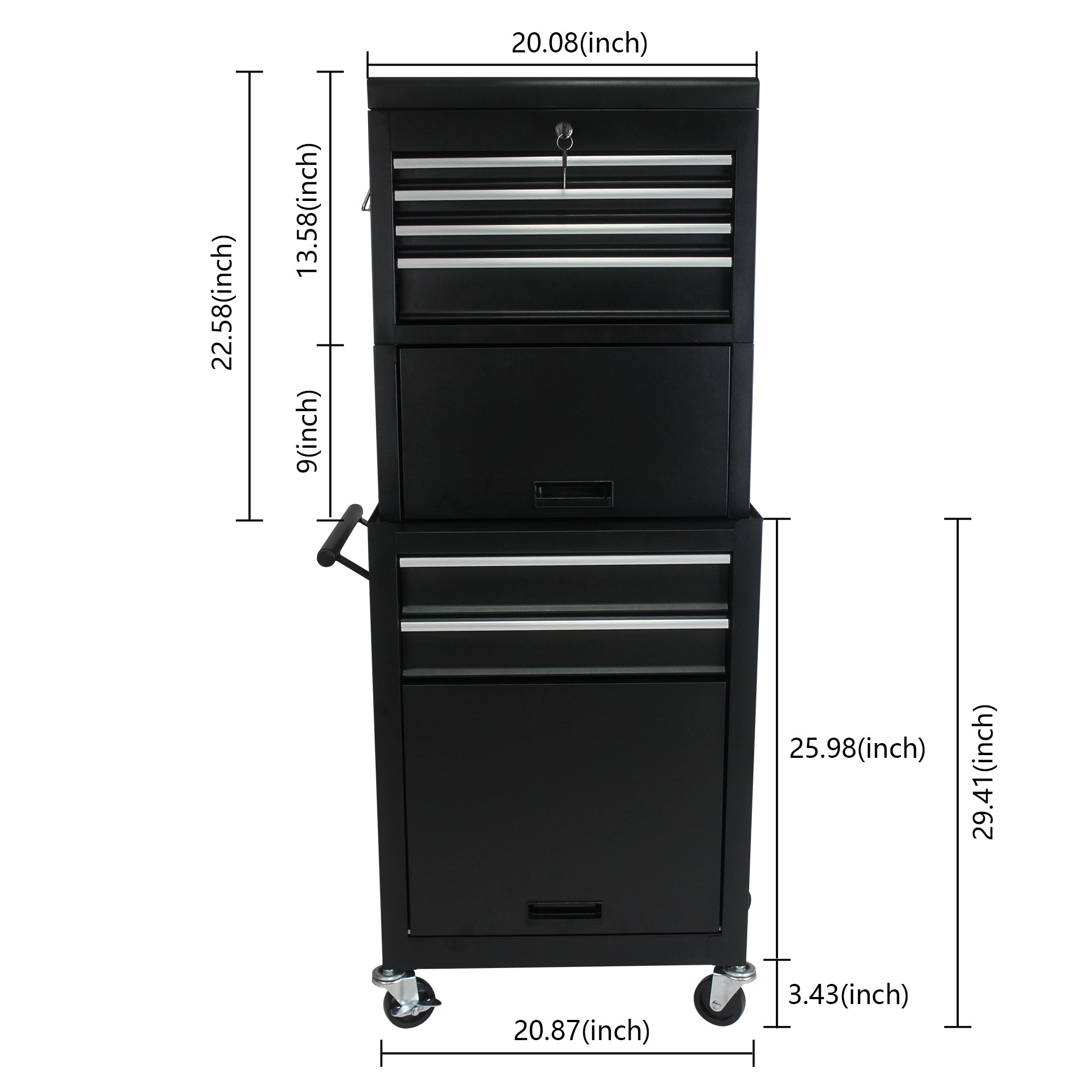 Tool Cabinet on Wheels - 6-Drawer Lockable Rolling Tool Chest