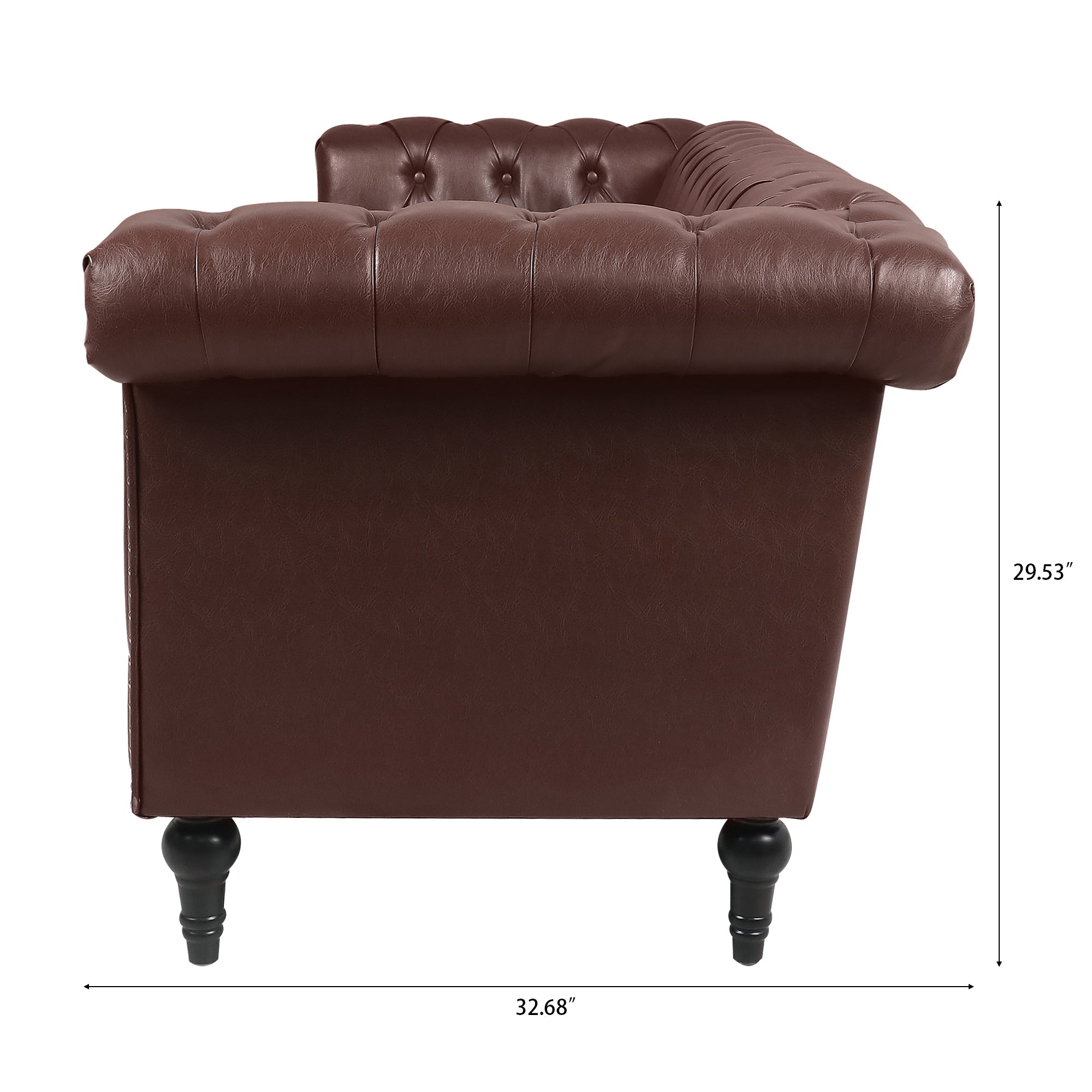 83.66 Inch Width Traditional Square Arm Removable Cushion 3-Seater Sofa