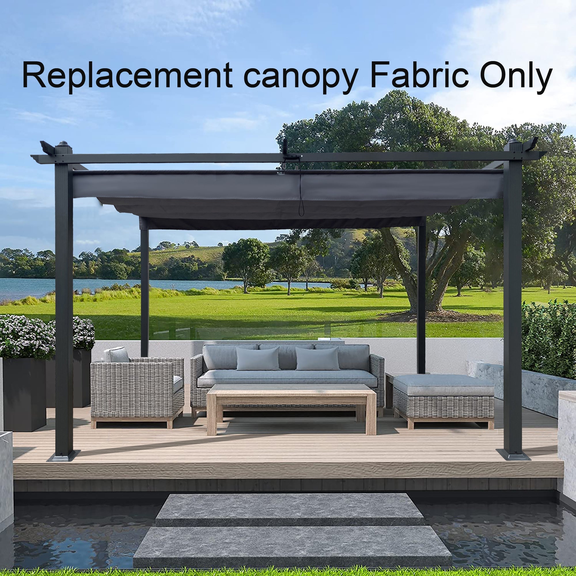 Replacement Canopy Top Cover Fabric for Outdoor Pergola