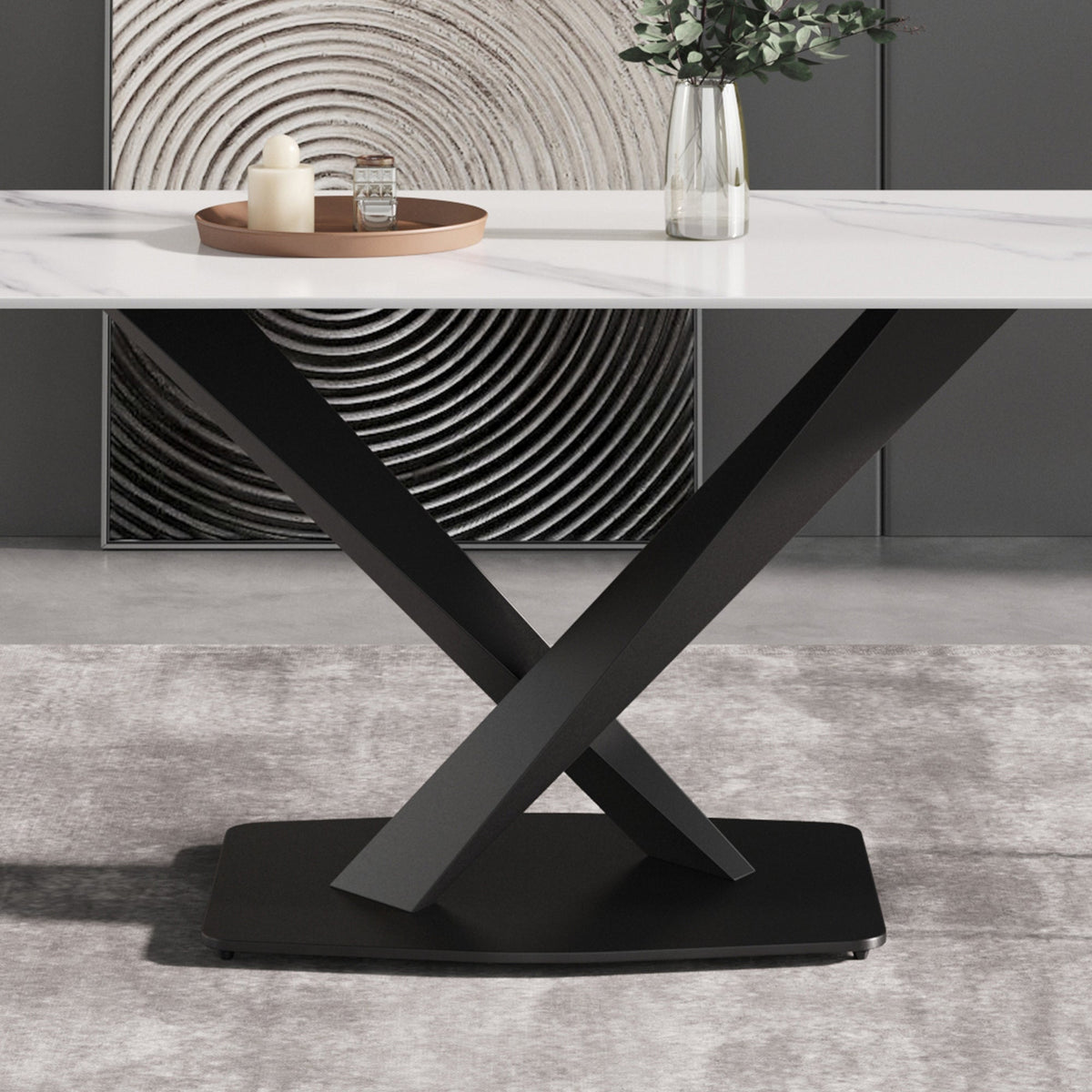 63-Inch Modern Artificial Stone Dining Table