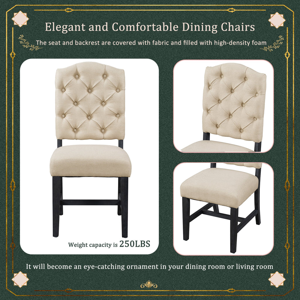 TREXM Retro Style Dining Chair Set with 4 Upholstered Chairs