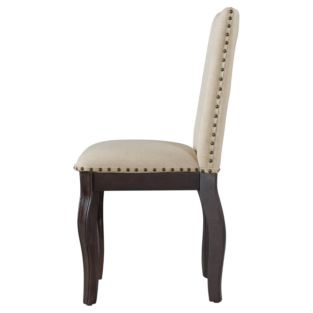 TREXM Set of 2 Dining Chairs with Nailhead in Espresso