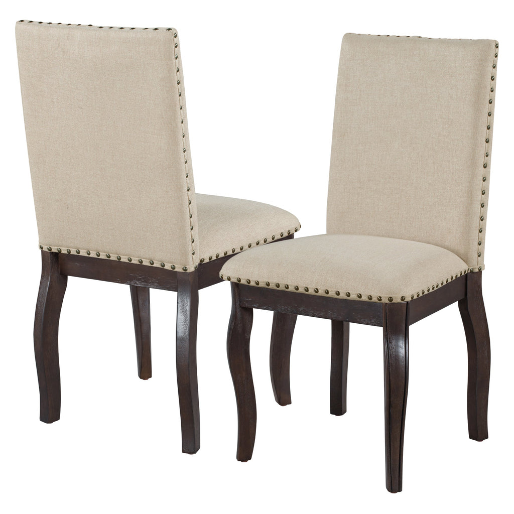 TREXM Set of 2 Dining Chairs with Nailhead in Espresso