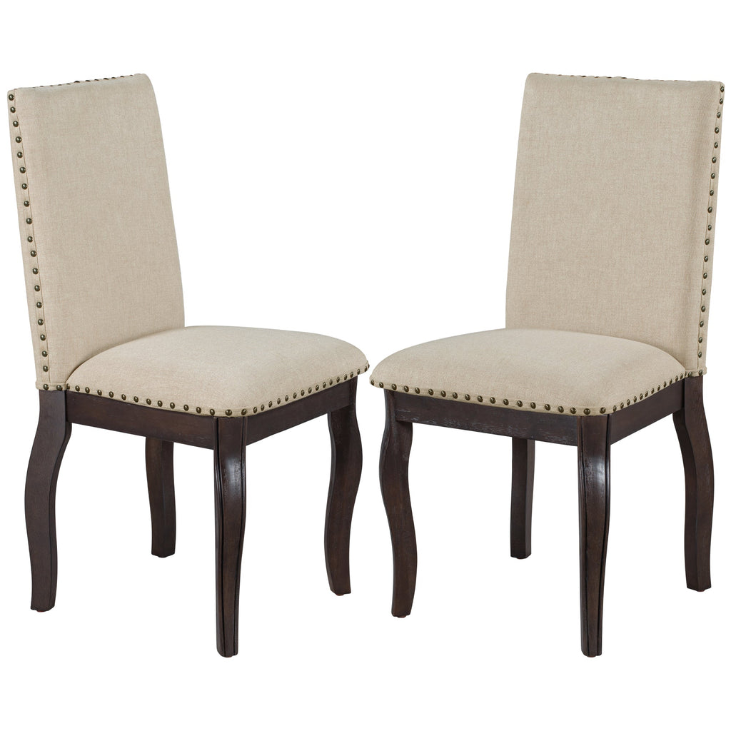 TREXM Set of 2 Dining Chairs with Nailhead in Espresso