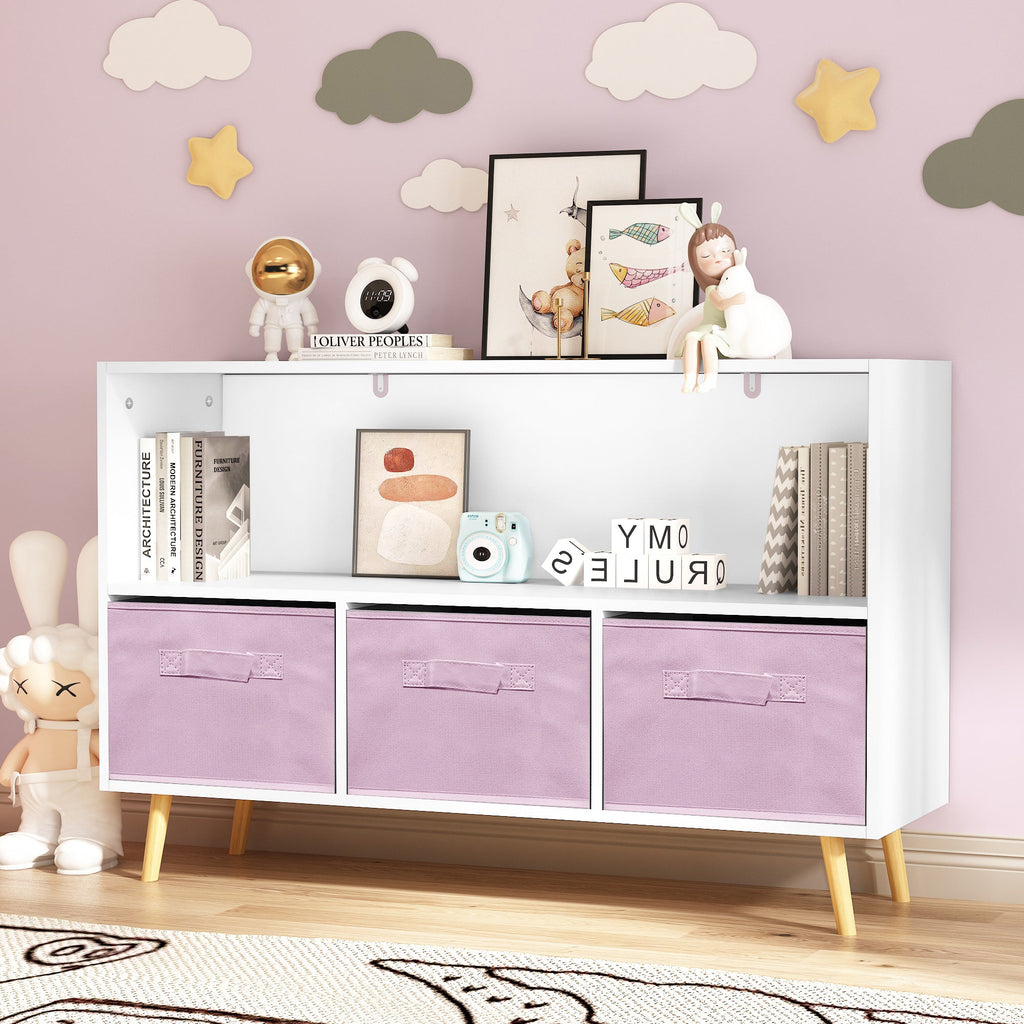 Kids Bookcase with Collapsible Fabric Drawers