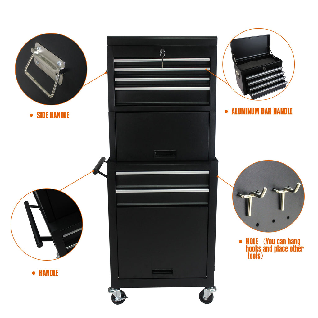 Tool Cabinet on Wheels - 6-Drawer Lockable Rolling Tool Chest