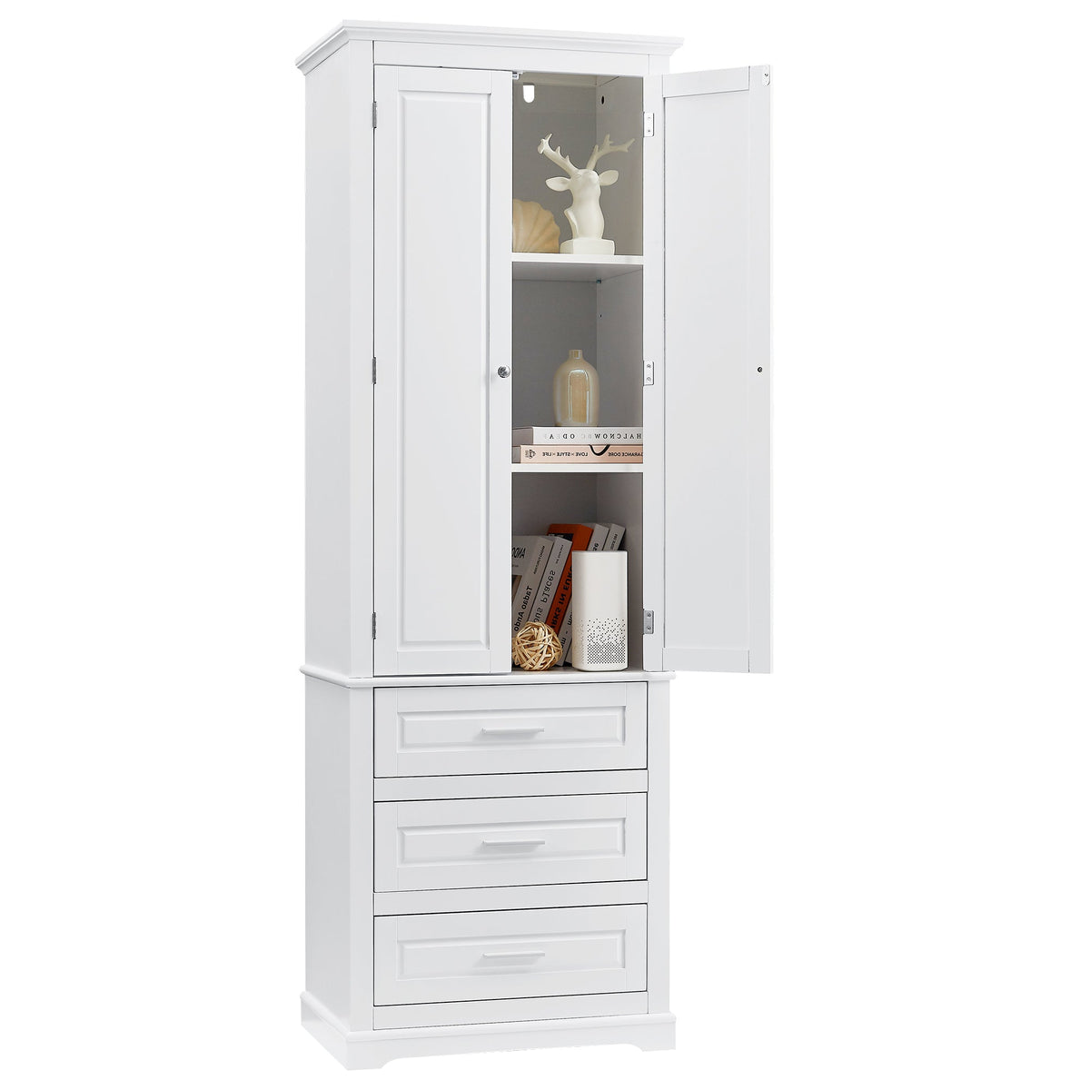 Tall Storage Cabinet With Three Drawers