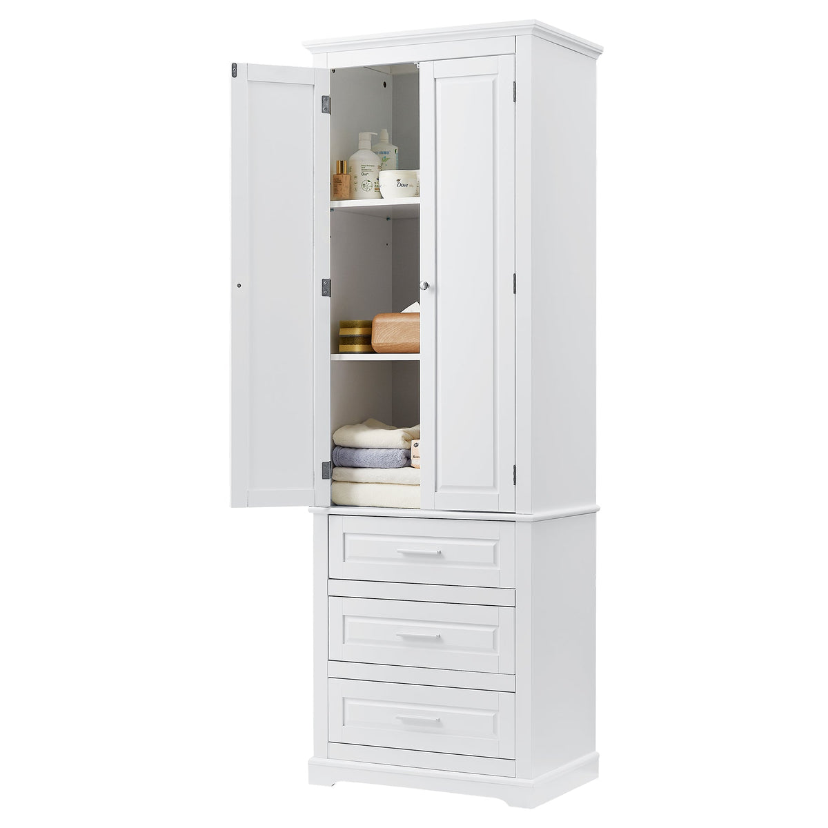 Tall Storage Cabinet With Three Drawers