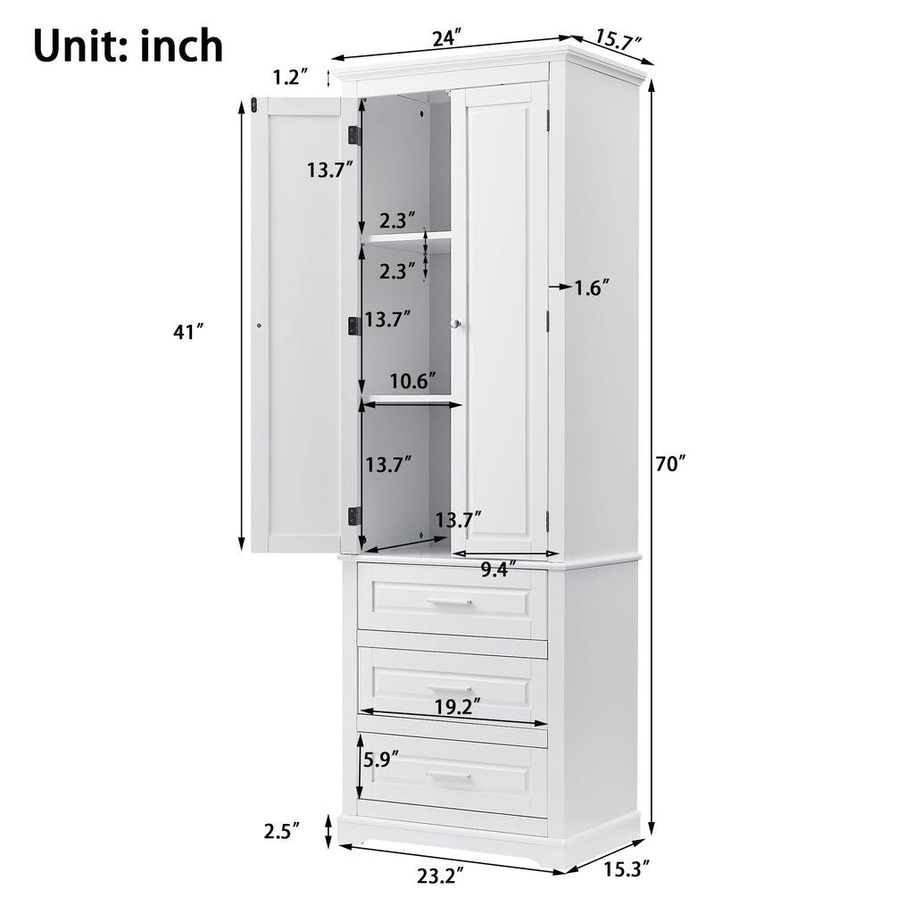 Tall Storage Cabinet With Three Drawers