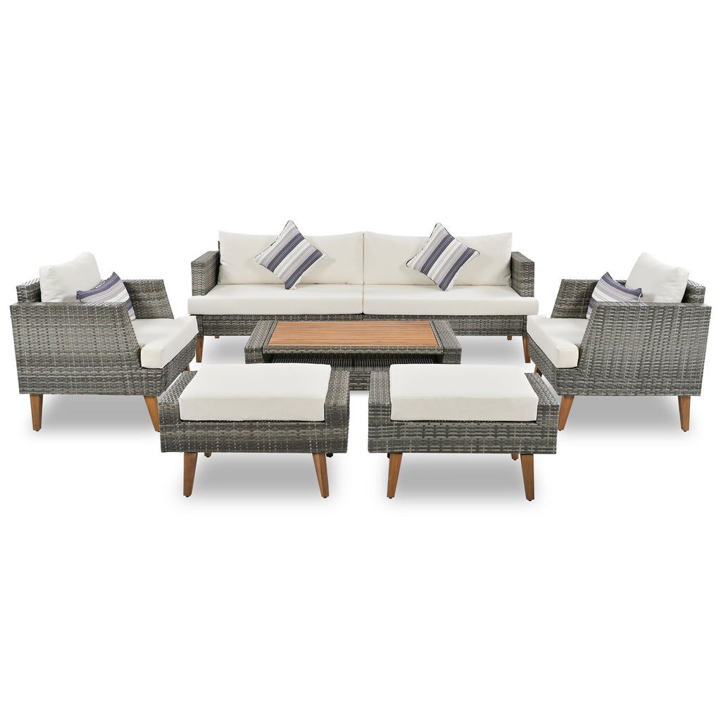 6-Pieces All Weather PE Wicker Sofa Set