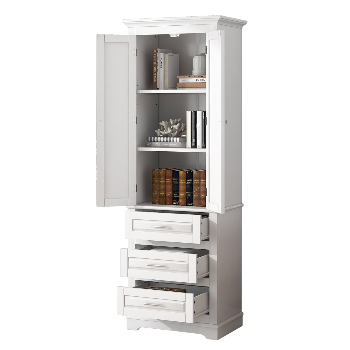 Tall Storage Cabinet With Three Drawers