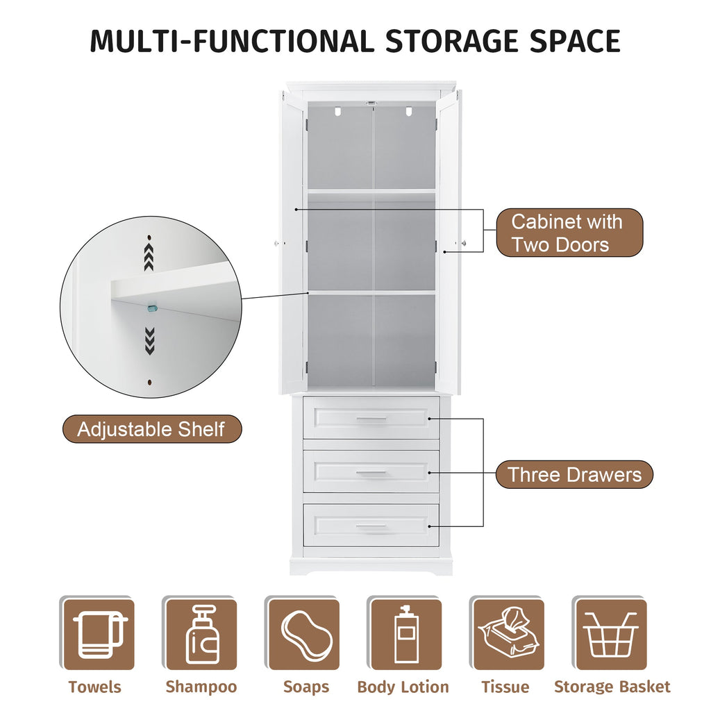 Tall Storage Cabinet With Three Drawers
