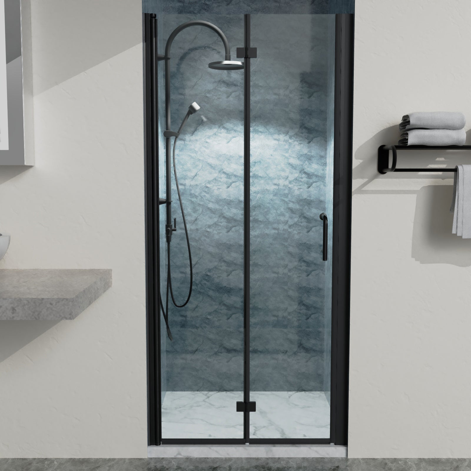 Bi-Fold Semi-Frameless Shower Doors