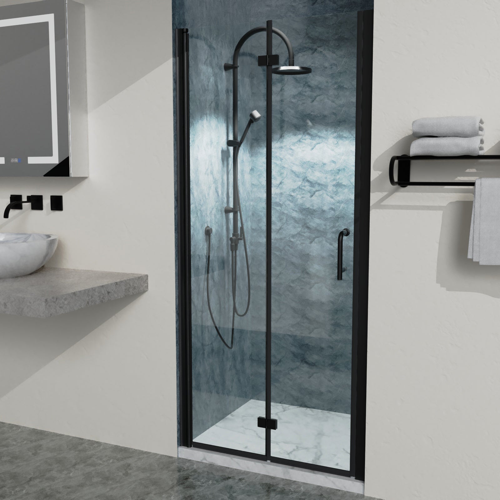 Bi-Fold Semi-Frameless Shower Doors