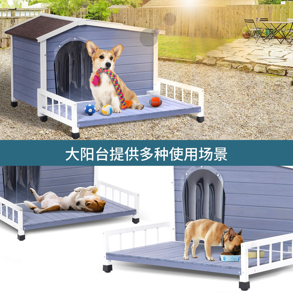 Large Wooden Dog House Indoor Outdoor with Terrace