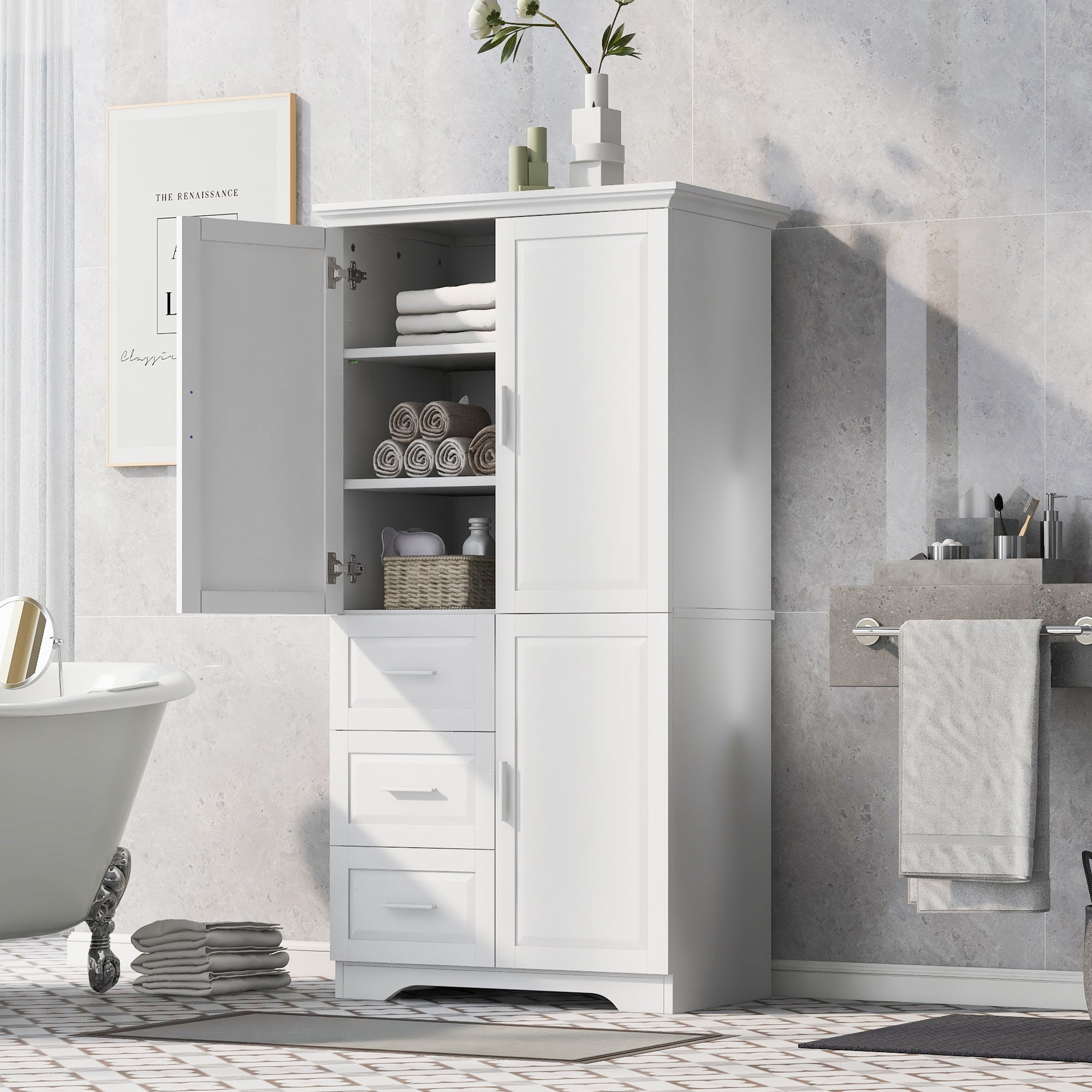 Tall and Wide Storage Cabinet with Doors