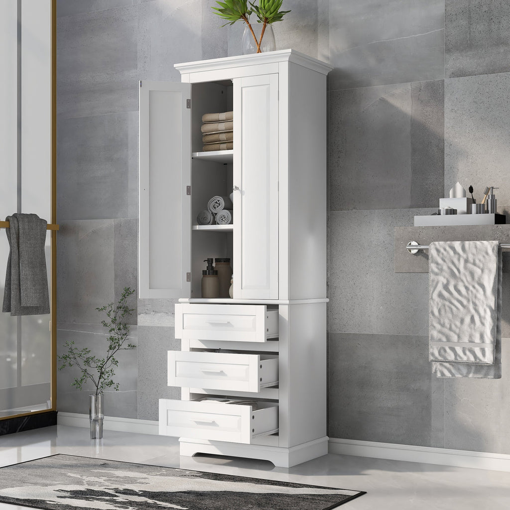 Tall Storage Cabinet With Three Drawers