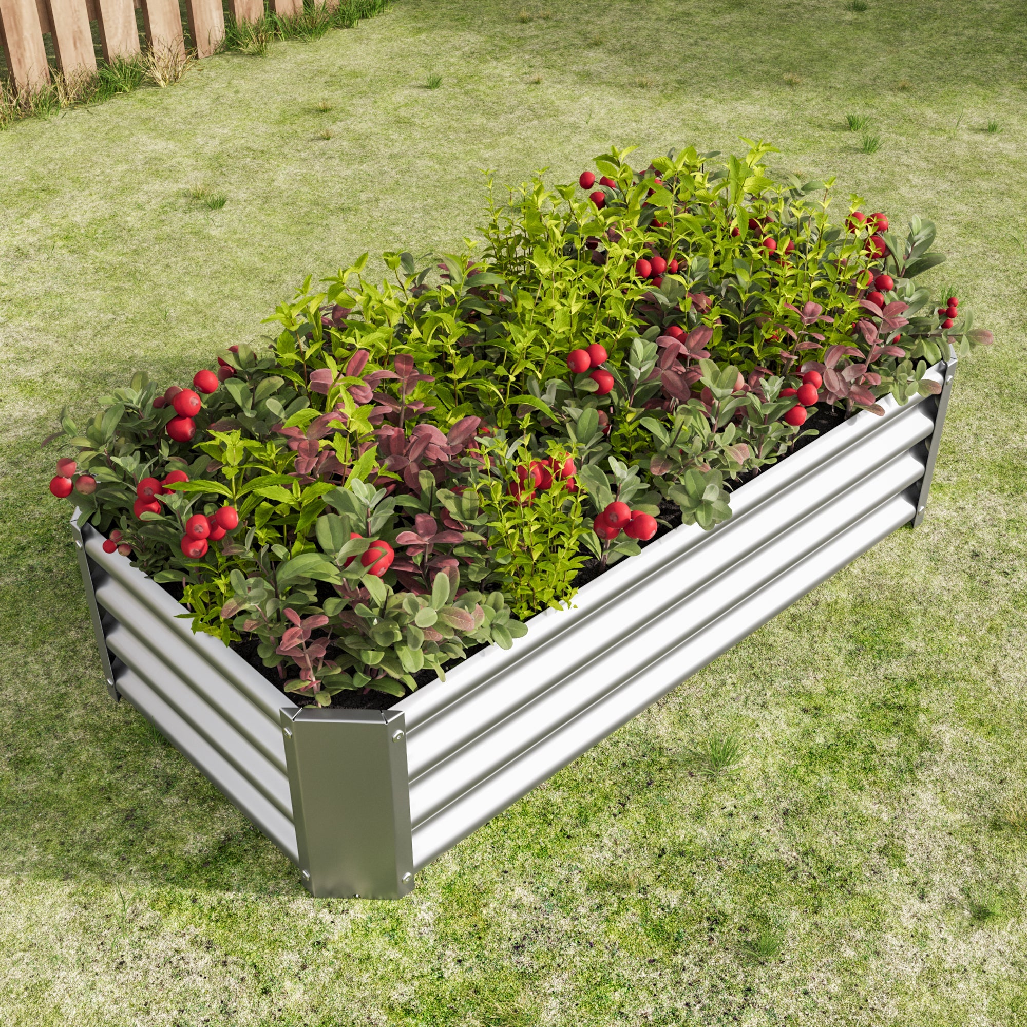 Metal Raised Garden Bed, Rectangle Raised Planter 4×2×1ft