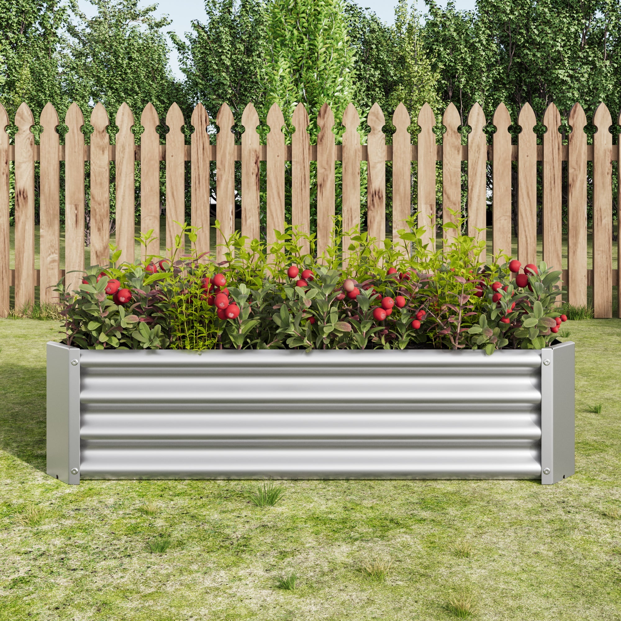Metal Raised Garden Bed, Rectangle Raised Planter 4×2×1ft