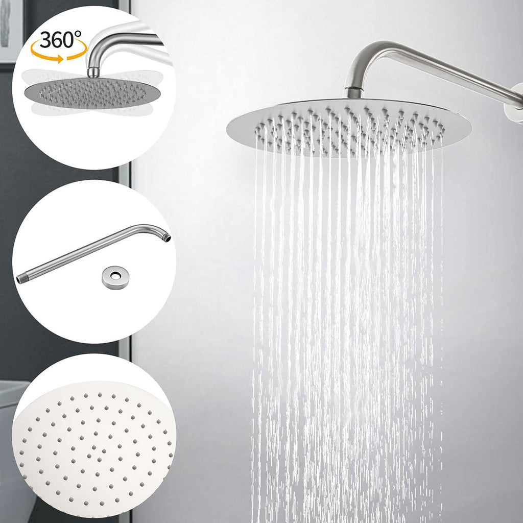 10" Brushed Nickel Round Rain Shower Head and Handheld Shower Head Set