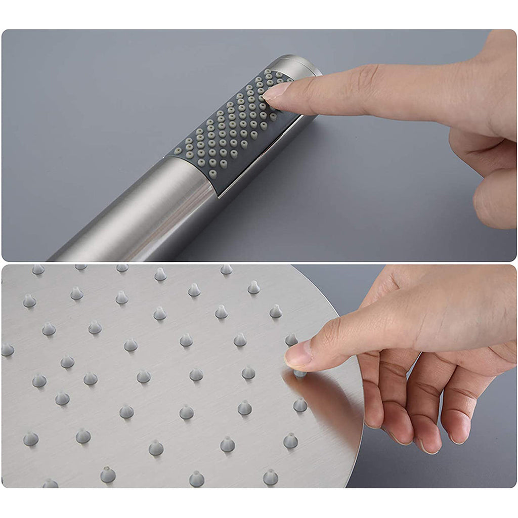 10" Brushed Nickel Round Rain Shower Head and Handheld Shower Head Set