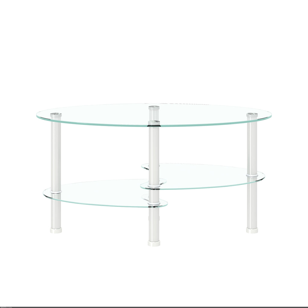 Transparent Oval Glass Coffee Table