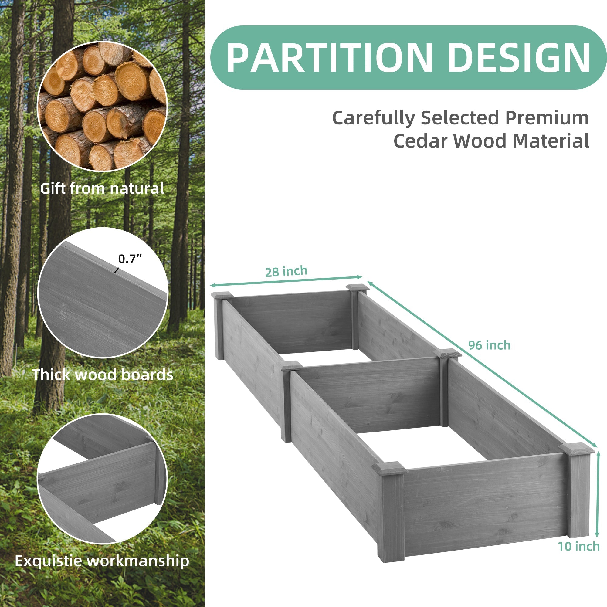 Over Ground Raised Garden Bed 96x28x10''