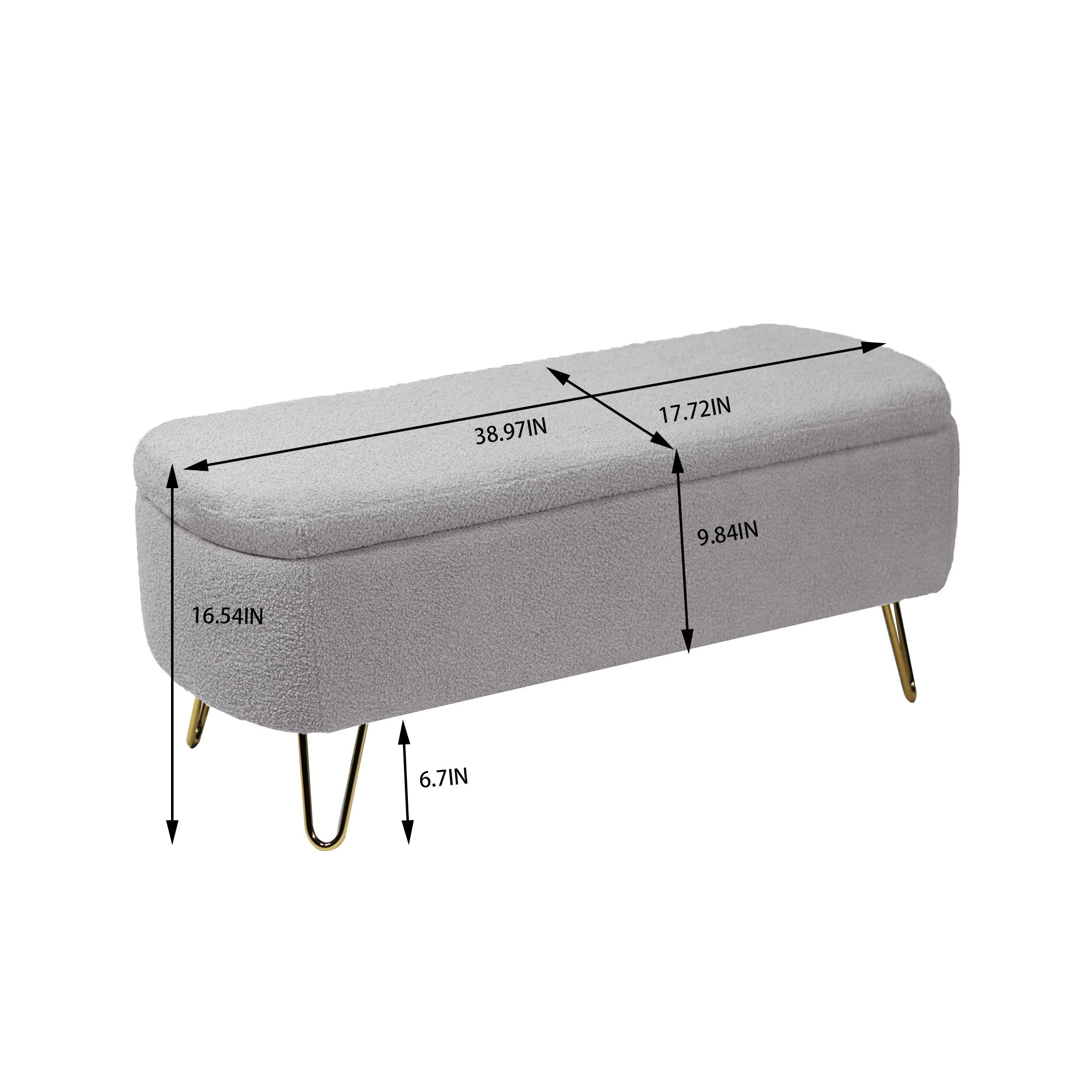 Grey Storage Ottoman Bench for End of Bed