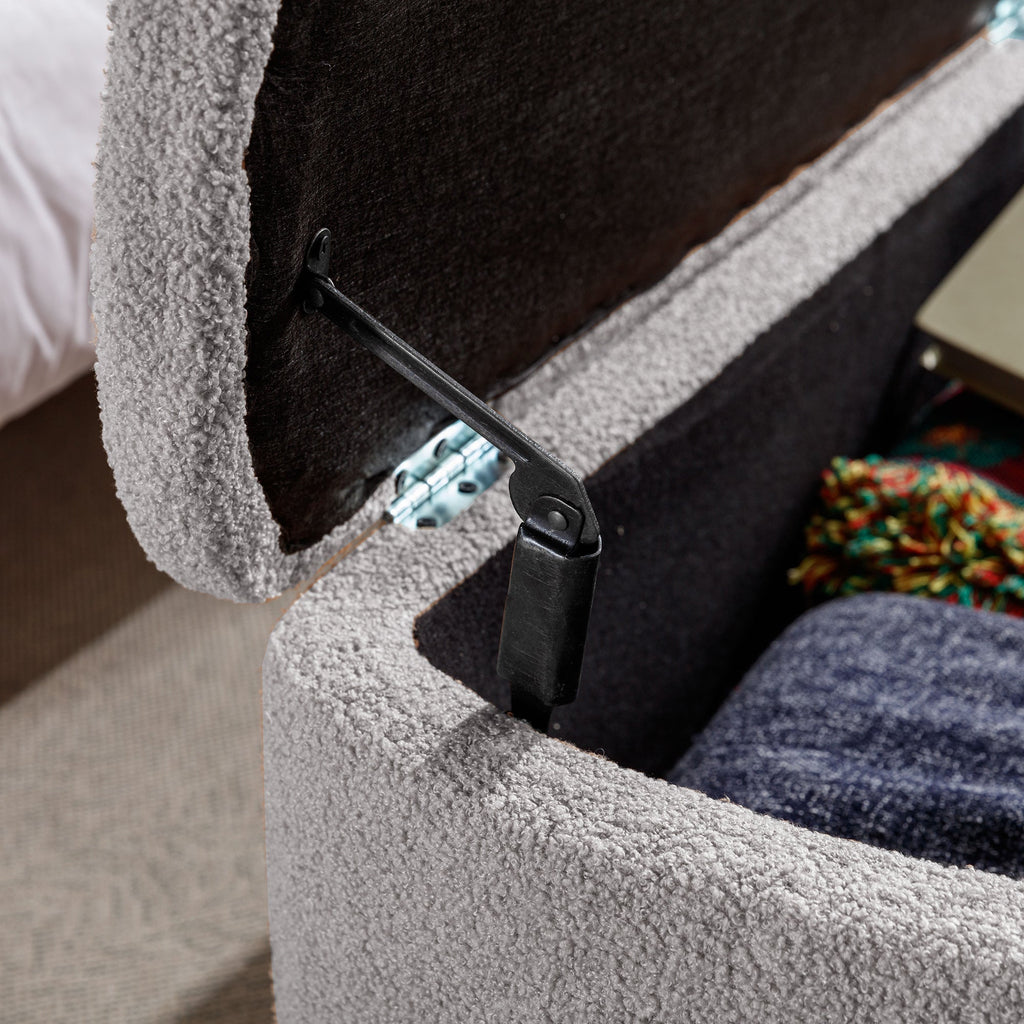 Grey Storage Ottoman Bench for End of Bed