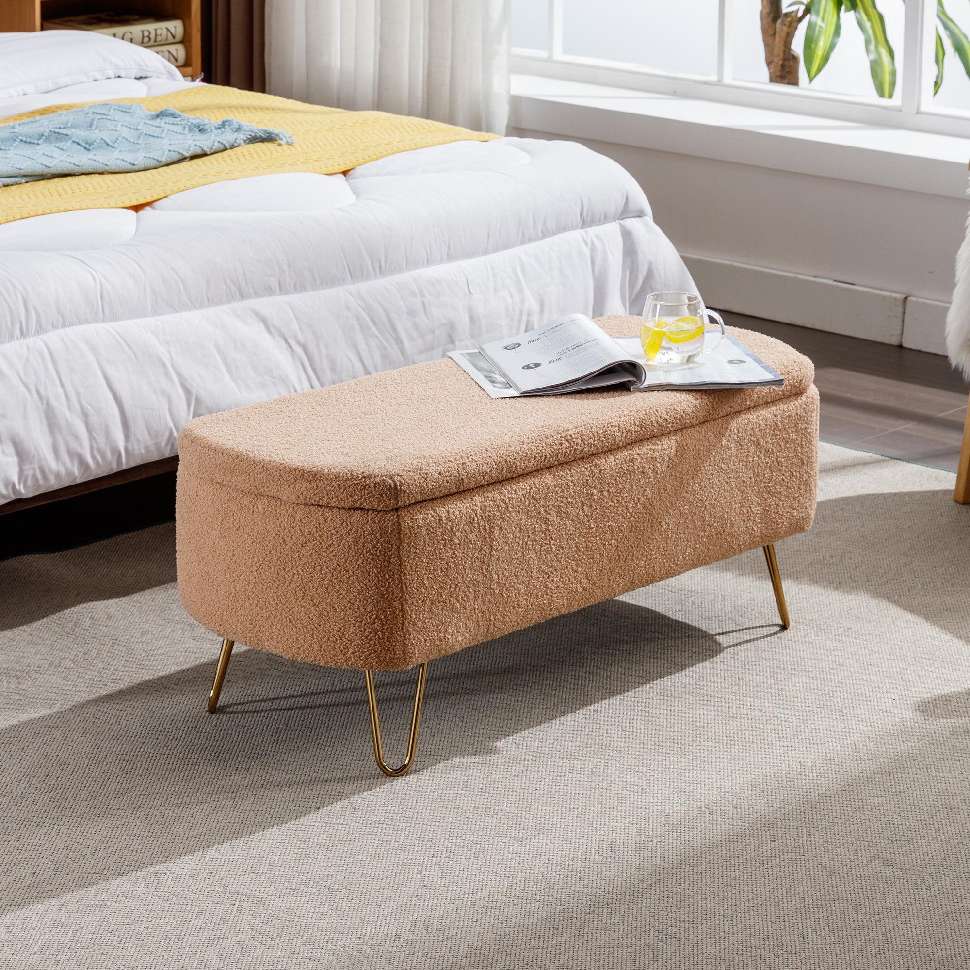 Camel Storage Ottoman Bench for End of Bed