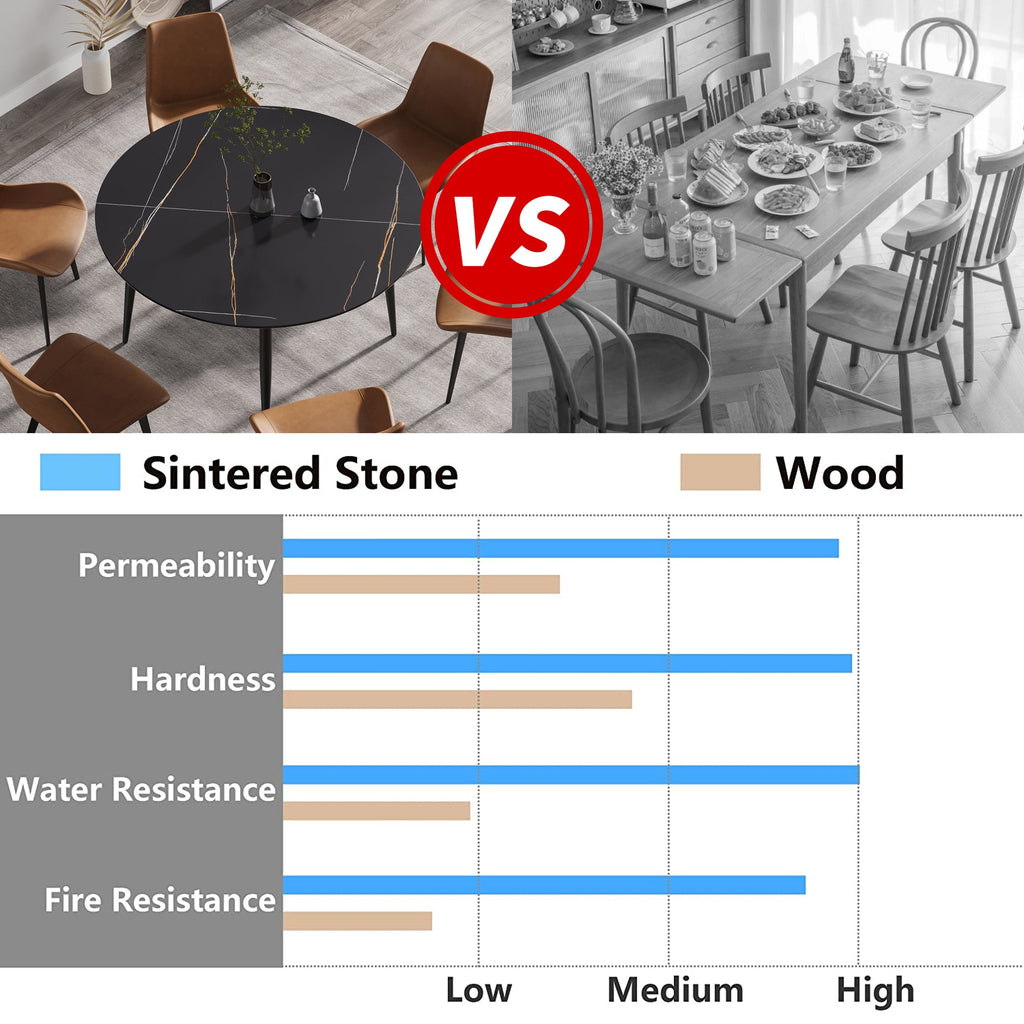 53.15" Modern Artificial Stone Dining Table