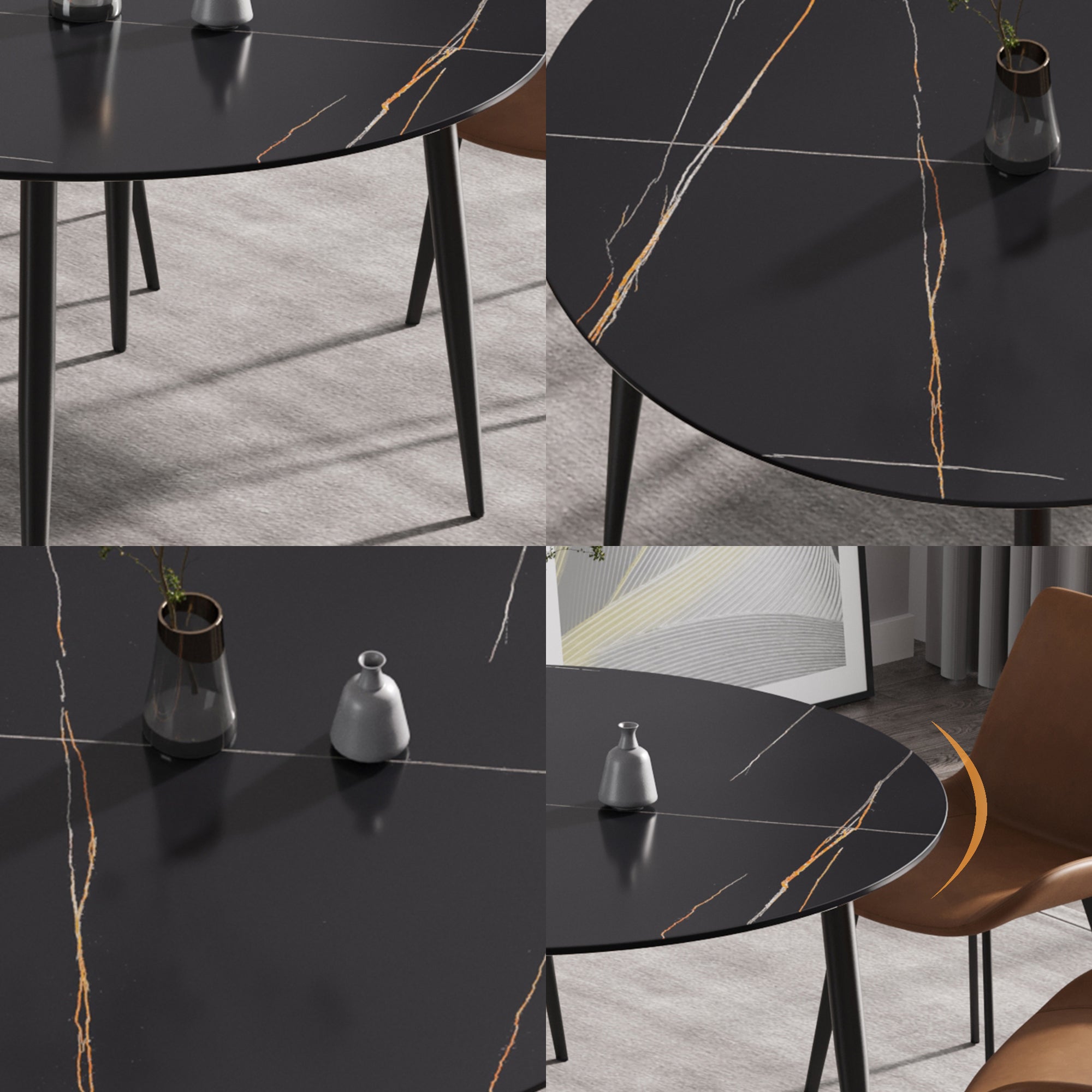 53.15" Modern Artificial Stone Dining Table